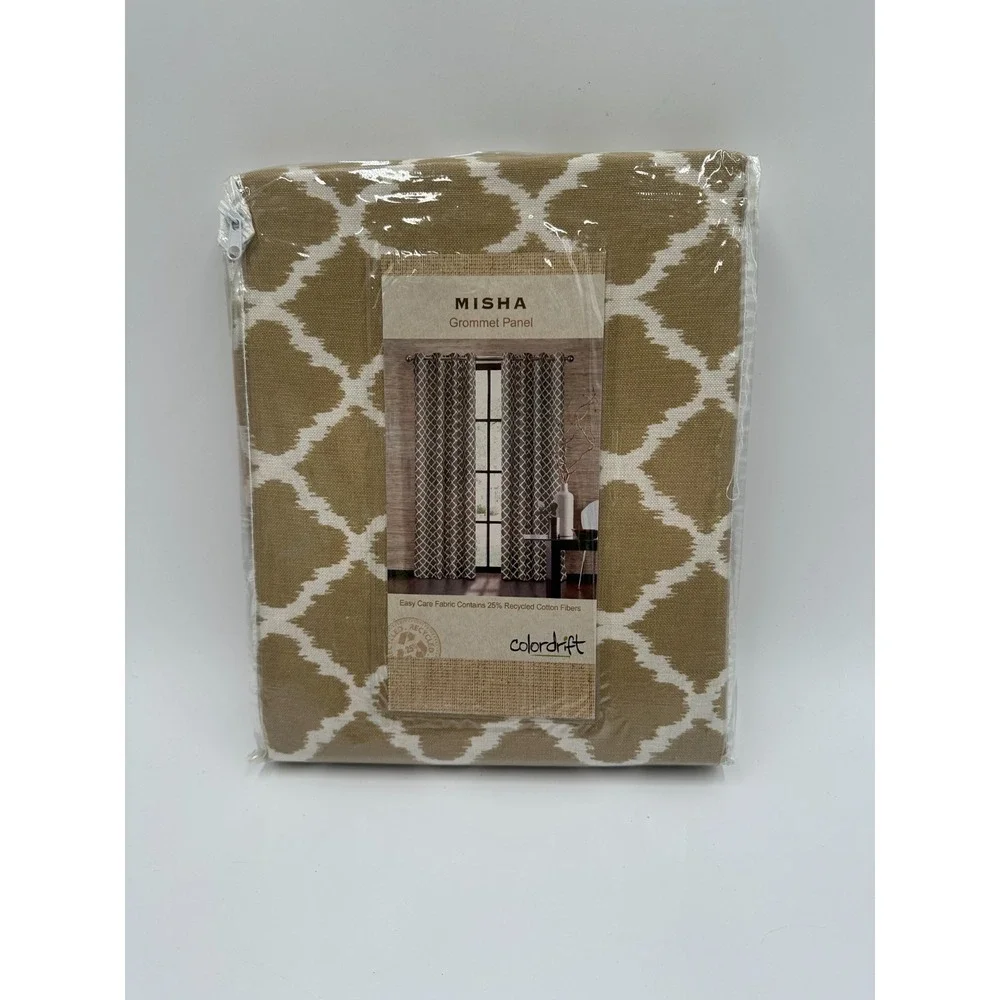 Colordrift Misha 52x108 Latte Lattice Grommet Panel Curtain New with Tags